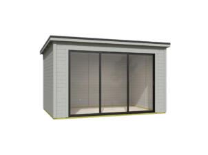 Outdoor Life Products Pernilla houten tuinhuis 385x295x239 cm blokhut platinum grey
