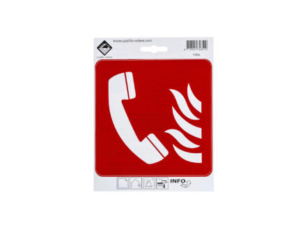 Pictogramme autocollant téléphone pour alarme d'incendie 15x15 cm 1