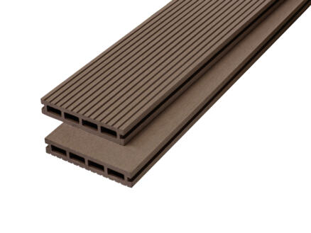 Planche de terrasse 230x14,6x2,2 cm composite brun 3 pièces 1
