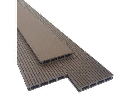 Planche de terrasse 400x14,6x2,2 cm composite brun 2 pièces 1