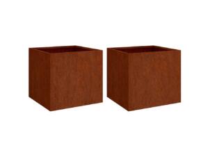 Plantenbak 49x47x46 cm gepatineerd staal 2 stuks