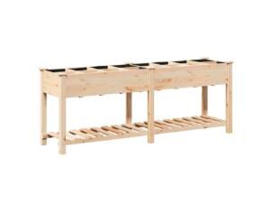 Plantenpot tuin 203,5x53x76,5 cm massief vurenhout beige
