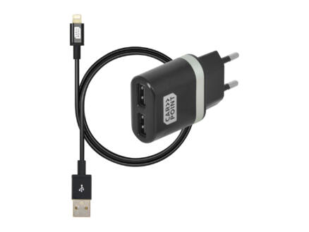 Carpoint Plus adaptateur secteur USB + câble 2-en-1 1