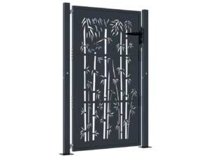 Portail avec design bambou 105x155 cm en acier anthracite