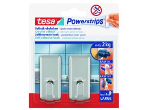 Tesa Powerstrips Classic crochet adhésif 7,2cm 2kg chromé2 pièces