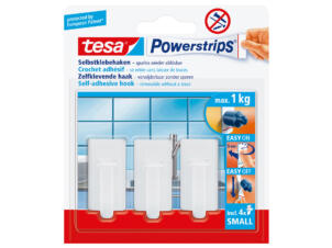 Tesa Powerstrips Classic zelfklevende haak 5cm 1kg wit 3 stuks