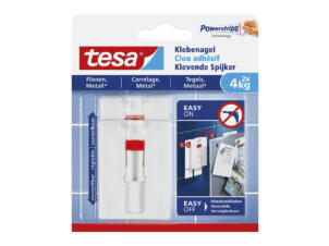 Tesa Powerstrips clou adhésif carrelage et métal réglable 7,5cm 4kg blanc 2 pièces