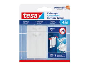 Tesa Powerstrips clou adhésif pour carrelage et métal 7,5cm 4kg blanc 2 pièces