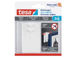 Tesa Powerstrips clou adhésif pour papier peint et plâtre 6,3cm 2kg blanc 2pièces