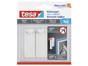 Tesa Powerstrips clou adhésif pour papier peint et plâtre 6cm 1kg blanc 2 pièces