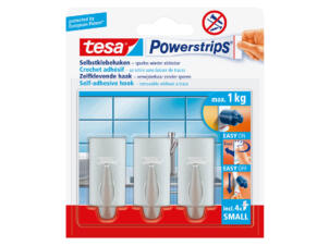 Tesa Powerstrips crochet adhésif 5cm 1kg chromé3 pièces