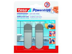 Tesa Powerstrips crochet adhésif 8,5cm 1kg inox 2 pièces