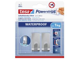 Tesa Powerstrips crochet adhésif arrondi 4,5cm 1kg inox 2 pièces