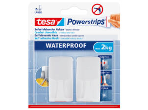 Tesa Powerstrips crochet adhésif blanc 14cm 2kg 2 pièces