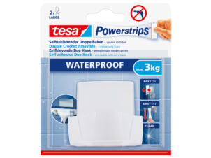 Tesa Powerstrips crochet adhésif double 14cm 3kg blanc