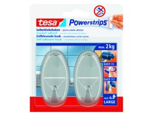 Tesa Powerstrips crochet adhésif ovale 7cm 2kg 2 pièces