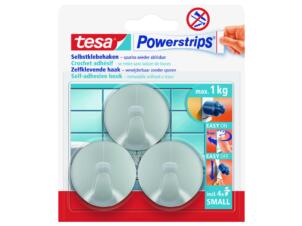 Tesa Powerstrips crochet adhésif rond 4cm 1kg chrome 3 pièces