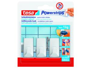 Tesa Powerstrips crochet porte-serviette adhésif 4cm 1kg blanc 3 pièces