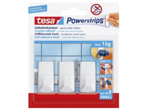 Tesa Powerstrips crochet porte-serviette adhésif 4cm 1kg blanc 3 pièces