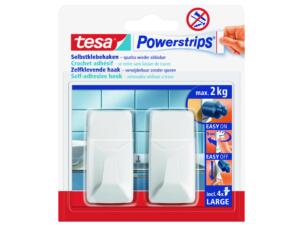 Tesa Powerstrips crochet porte-serviette adhésif 7cm 2kg blanc 2 pièces