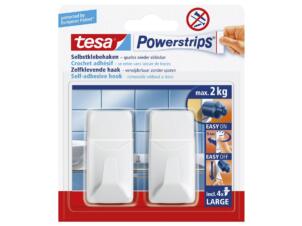 Tesa Powerstrips crochet porte-serviette adhésif 7cm 2kg blanc 2 pièces