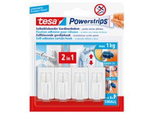 Tesa Powerstrips fixation pour rideau adhésif 4,5cm 1kg blanc