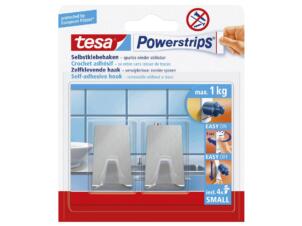 Tesa Powerstrips handdoekhaakje 4cm 1kg inox 2 stuks
