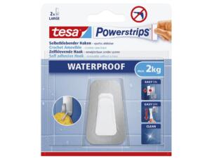 Tesa Powerstrips handdoekhaakje 7cm 2kg inox/wit