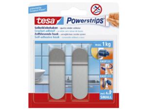 Tesa Powerstrips handdoekhaakje 8,5cm 1kg inox 2 stuks