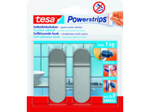 Tesa Powerstrips handdoekhaakje 8,5cm 1kg inox 2 stuks