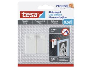 Tesa Powerstrips klevende spijker voor behang en pleister 4,5cm 0,5kg wit 2 stuks