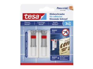 Tesa Powerstrips vis adhésif carrelage et métal réglable 7cm 3kg blanc 2 pièces