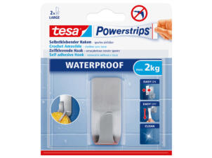Tesa Powerstrips zelfklevende haak 14cm 2kg inox