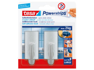 Tesa Powerstrips zelfklevende haak 7cm 2kg grijs 2 stuks