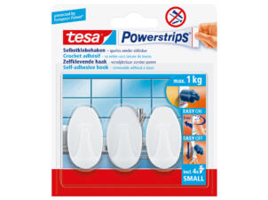 Tesa Powerstrips zelfklevende haak ovaal 4cm 1kg wit 3 stuks