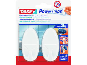 Tesa Powerstrips zelfklevende haak ovaal 6,8cm 2kg wit 2 stuks