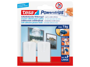 Tesa Powerstrips zelfklevende schilderijhaak 4,3cm 1kg 2 stuks