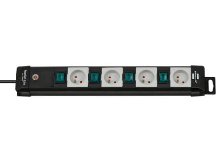 Brennenstuhl Premium-Line bloc multiprise 4x avec 4 interrupteurs et câble 3m noir 1