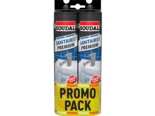 Soudal Premium mastic silicone sanitaire duopack 290ml transparent