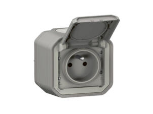 Legrand Prise avec broche de terre gris
