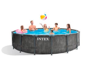 Intex Prism Frame Greywood zwembad 457x122 cm + pomp