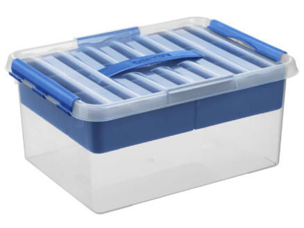 Sunware Q-line Multibox opbergbox 15l + tray transparant/blauw 1