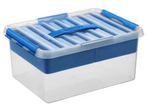 Sunware Q-line Multibox opbergbox 15l + tray transparant/blauw