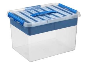 Sunware Q-line Multibox opbergbox 22l + tray transparant/blauw