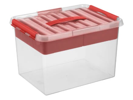 Sunware Q-line Multibox opbergbox 22l + tray transparant/rood 1