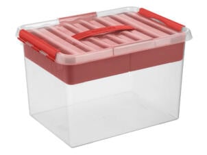 Sunware Q-line Multibox opbergbox 22l + tray transparant/rood