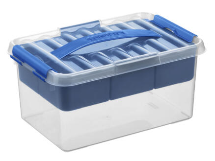 Sunware Q-line Multibox opbergbox 6l + tray transparant/blauw 1