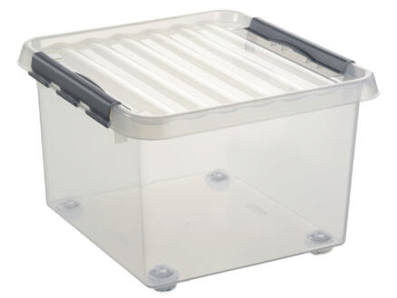 Sunware Q-line boîte de rangement à roulettes 26L transparent métallique 1