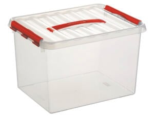 Sunware Q-line opbergbox 22l transparant-rood