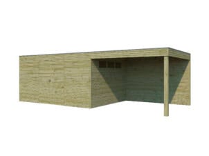Woodlands QB III abri de jardin en bois 420x300x216 cm bois imprégné + extension 300cm
